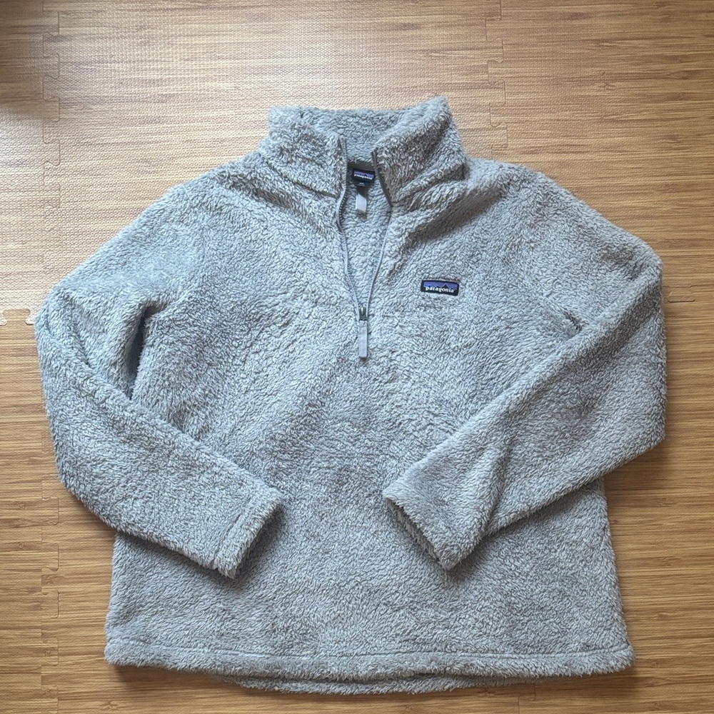 Patagonia Gray Sherpa Fleece Quarter-Zip Pullover Womens XXL